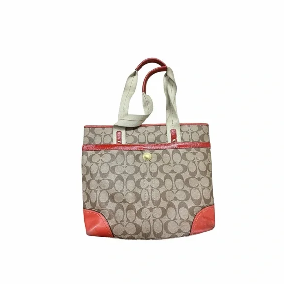 Coach Signature Orange and Tan Tote Bag - Picture 2 of 13